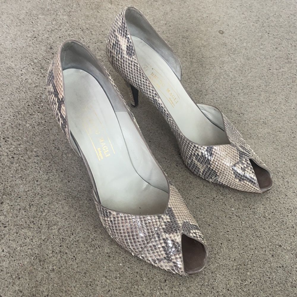 Vintage Snakeskin Peep-Toe Heels